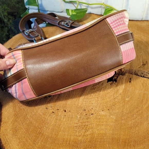 Chaps Bright Bay Pink Plaid Handbag - Picture 11 of 15